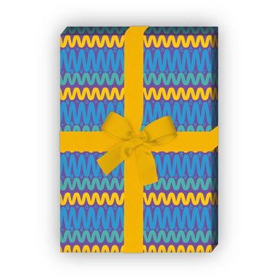 Designer Geschenkpapier Set, Dekorpapier im Batik zickzack, gelb, - G8736, 32 x 48cm