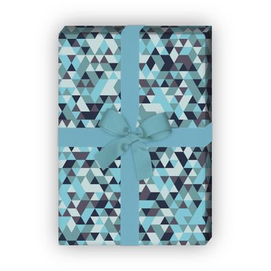 Designer Geschenkpapier Set, Dekorpapier mit modernem Mosaik Look, blau - G8797, 32 x
