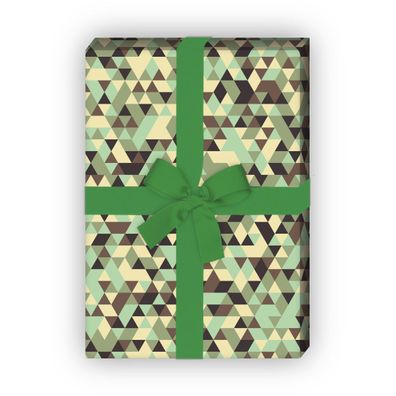 Designer Geschenkpapier Set, Dekorpapier mit modernem Mosaik Look, grün - G8798, 32 x