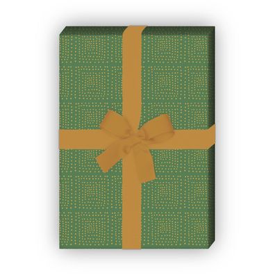 Doodle Geschenkpapier Set, Dekorpapier mit Punkt Quadraten, grün - G8580, 32 x 48cm