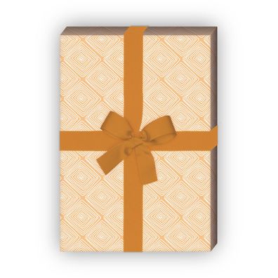 Doodle Geschenkpapier Set, Dekorpapier mit Quadrat Schnecken, beige - G8584, 32 x 48c