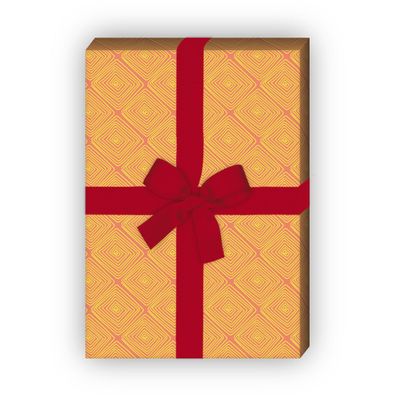 Doodle Geschenkpapier Set, Dekorpapier mit Quadrat Schnecken, gelb - G8582, 32 x 48cm