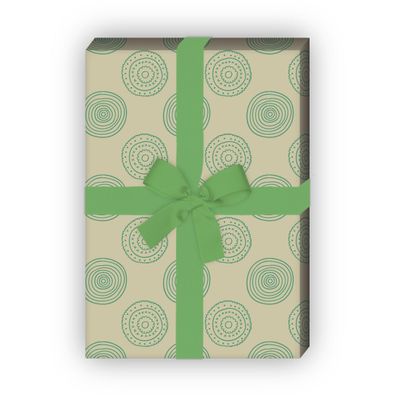 Doodle Geschenkpapier Set, Dekorpapier mit verschiedenen Kreisen, grün, - G8586, 32