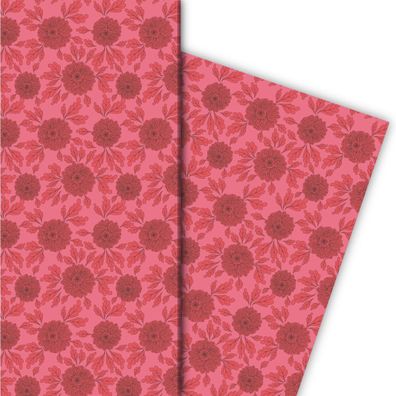 Edles Dahlien Geschenkpapier im Vintage Retro Stil, rosa - G10124, 32 x 48cm
