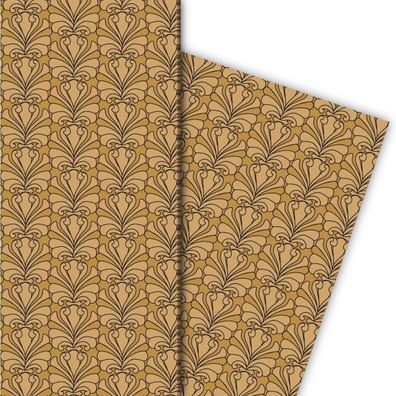 Edles Geschenkpapier mit klassischem Muschel Mosaik, beige - G8303, 32 x 48cm