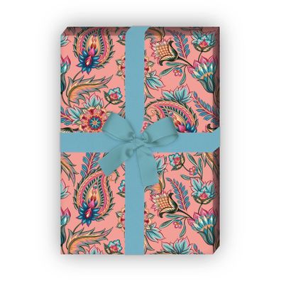 Edles Geschenkpapier mit üppigem Paisley Muster, rosa - G9923, 32 x 48cm