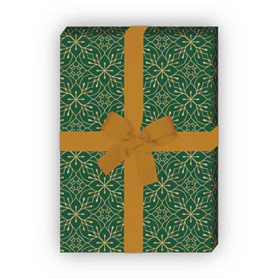 Edles grafisches, grünes Geschenkpapier mit Sternen Grafik - G12320, 32 x 48cm