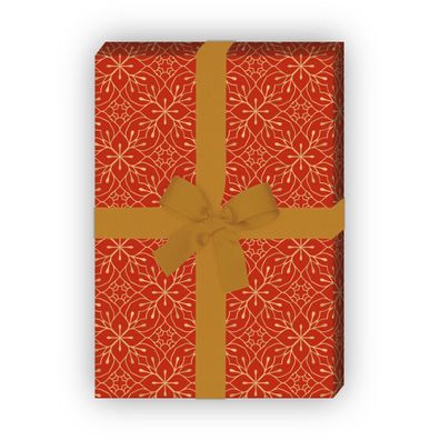 Edles grafisches, rotes Geschenkpapier Weihnachten mit Sternen Grafik - G12319, 32 x