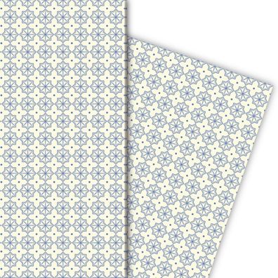Edles indigo Muster Geschenkpapier in blau - großes Muster - G7189, 32 x 48cm