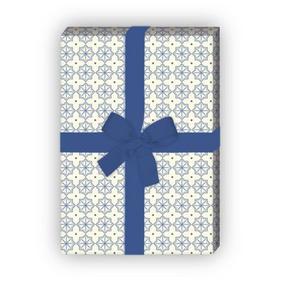 Edles indigo Muster Geschenkpapier in blau - kleines Muster - G7188, 32 x 48cm