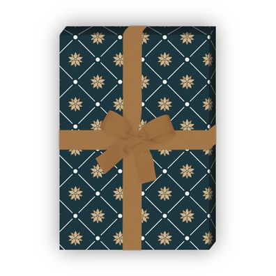 Edles Sternen Mosaik Geschenkpapier nicht nur zu Weihnachten, grün - G8174, 32 x 48cm