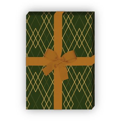 Elegantes 20er Jahre Geschenkpapier, Dekorpapier mit edlen Rauten, grün, - G8708, 32