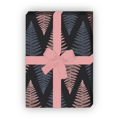 Elegantes Farn Geschenkpapier für schöne Geschenke, rosa grau - G9904, 32 x 48cm