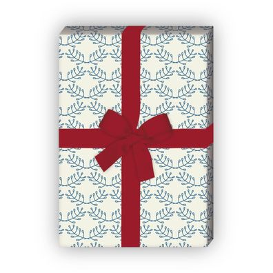Elegantes Geschenkpapier mit floralem Muster in blau - G6283, 32 x 48cm
