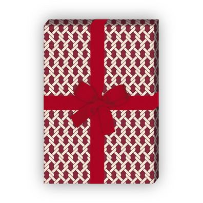 Elegantes Geschenkpapier mit Knoten Muster, rot - G8257, 32 x 48cm