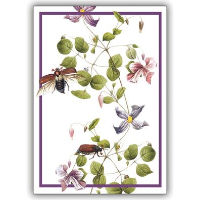 5er Set sommerliche Grusskarten mit Maikäfer und Blumen Motiv - 1 0 14