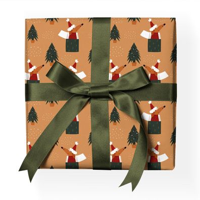 Lustiges Hunde Weihnachts Geschenkpapier mit Geschenk Hund und Weihnachtsbaum Muster