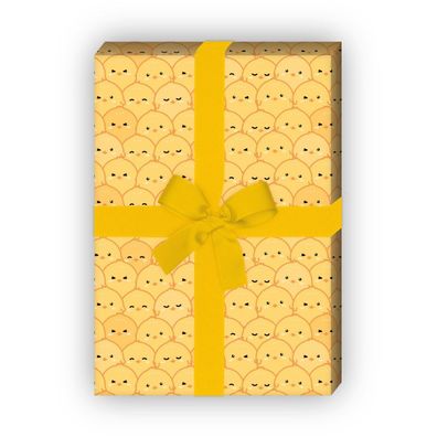 Lustiges Küken Geschenkpapier Set zur Geburt oder Ostern, gelb - G11852, 32 x 48cm