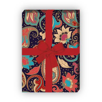 Märchenhaftes Geschenkpapier zum Einpacken mit Paisley Muster, blau - G10249, 32 x 48
