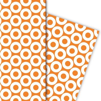 Modernes Geschenkpapier mit Donut Kringeln in orange - G6313, 32 x 48cm