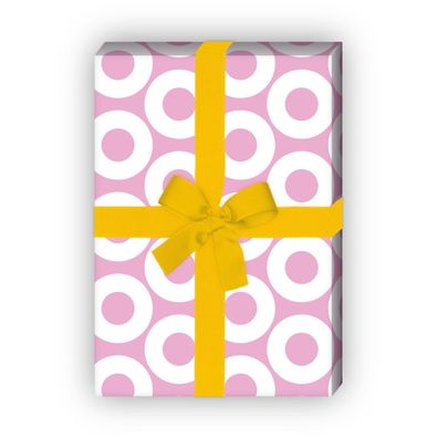 Modernes Geschenkpapier mit Donut Kringeln in rosa - G6306, 32 x 48cm