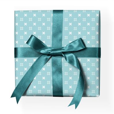 Modernes Geschenkpapier mit grafischen Küssen, hellblau - G22109, 32 x 48cm