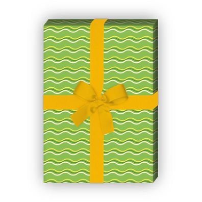 Modernes Geschenkpapier mit Wellen Linien, grün, DIY und Bastel Projekte - G8559