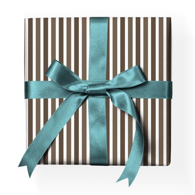 Modernes Geschenkpapier: klassisches Streifen Geschenkpapier, braun - G22110, 32 x 48