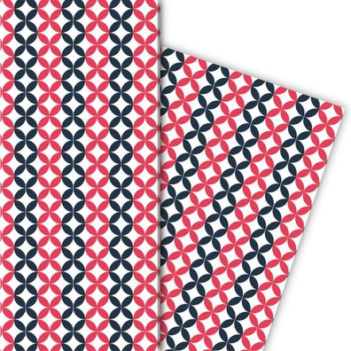 Modernes grafisches Geschenkpapier mit Kreis Muster, rot schwarz - G5137, 32 x 48cm