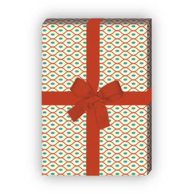 Modernes Waben Geschenkpapier im Retro Design, orange, universal Packpapier - G8556,