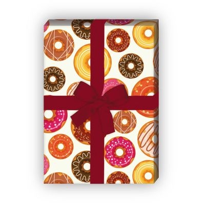 Naschkatzen Geschenkpapier Set 4 Bogen, Dekorpapier mit leckeren Donuts - G8665, 32 x