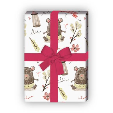 Niedliches Baby Geschenkpapier mit Bärchen und Fläschchen, rosa - G8083, 32 x 48cm