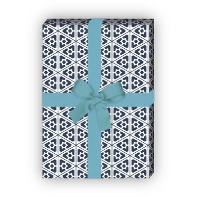Orientalisches Geschenkpapier Set mit edlem Mosaik, blau, - G8455, 32 x 48cm