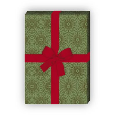 Ornamentales Geschenkpapier für liebevolle Geschenke mit Arabesken, grün - G8261