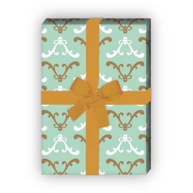 Ornamentales Geschenkpapier für Weihnachten, zur Taufe, Hochzeit, hellgrün - G9900