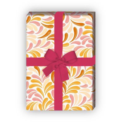 Retro Geschenkpapier mit abstrakten Wellen Tropfen, rosa - G10174, 32 x 48cm