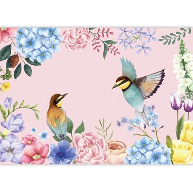 Romantischer DIN A3 Malblock mit Vögeln und Blüten - Bq 12023