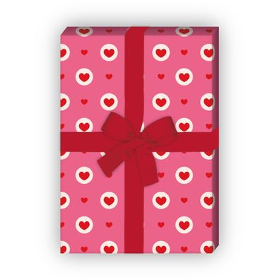 Romantisches Geschenkpapier mit Herzen in rosa - G6398, 32 x 48cm
