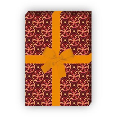 Rotes Liebes Geschenkpapier mit Herz Blumen zum Einpacken - G11511, 32 x 48cm
