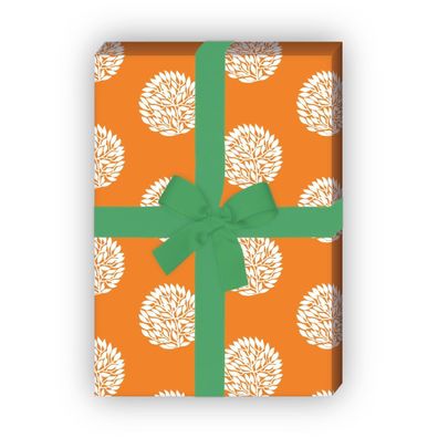 Schickes Designer Geschenkpapier mit großen Laub Punkten in orange - G6315, 32 x 48cm