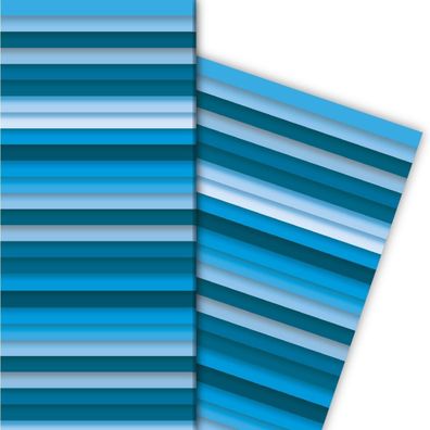 Schickes Geschenkpapier mit Designer Streifen in blau - G6262, 32 x 48cm