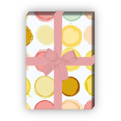 Schickes Punkte Geschenkpapier für tolle Geschenke Farbflecken, gelb - G9914, 32 x 48