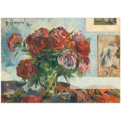 schöner DIN A3 Malblock Paul Gauguin: Stilleben mit Pfingstrosen 1884 - Bq 11424