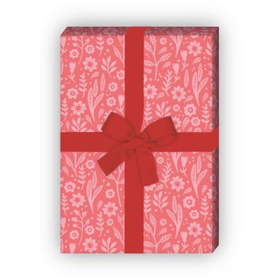Schönes Blümchen Geschenkpapier mit Blumen Ton in Ton, rosa - G11867, 32 x 48cm