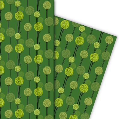 Schönes Geschenkpapier mit kleinem Laub Wald in grün - G6319, 32 x 48cm