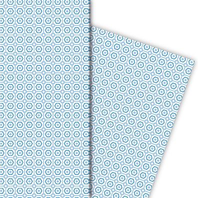 Schönes Geschenkpapier mit Retro Muster, blau - G4858, 32 x 48cm