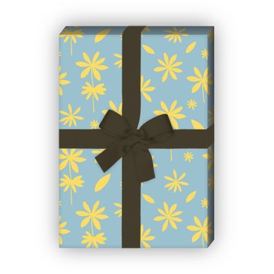 Schönes Geschenkpapier Set mit Blatt Streu Muster, hellblau - G8374, 32 x 48cm