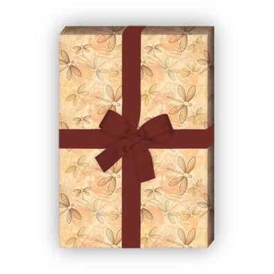 Schönes Natur Geschenkpapier mit Libellen, beige - G10090, 32 x 48cm
