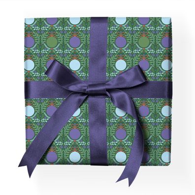 Schönes Weihnachtspapier: klassisches Geschenkpapier in grün, Lila - G22101, 32 x 48c