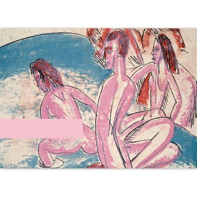 Sommer DIN A3 Malblock Motiv Ernst Ludwig Kirchner: Drei Badende an Steinen 1913 - Bq